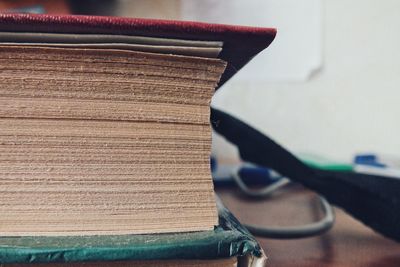 Macro photography of old books.