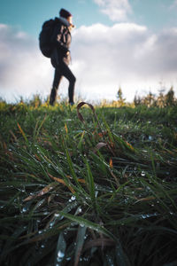 Full length of man on field against sky