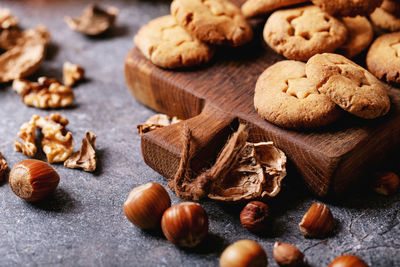 Close-up of cookies on table