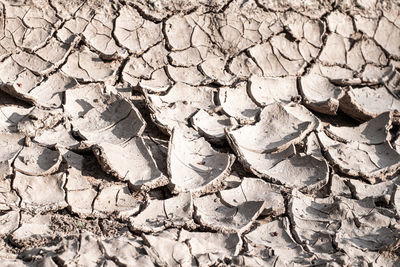 High angle view of cracked land