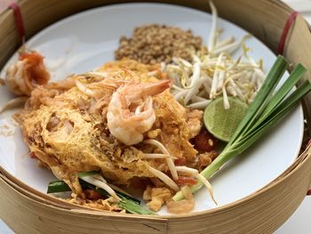 High angle view of meal served in plate