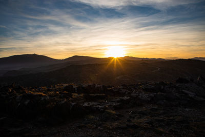 Scenic view of landscape against sky during sunset