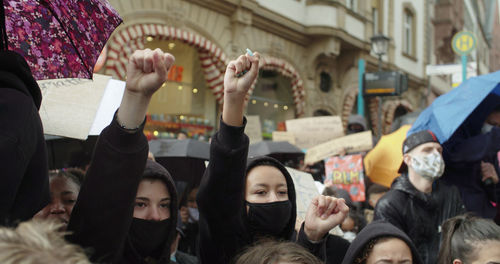 Group of people in front of building