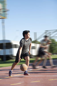 Portrait of street basketball player