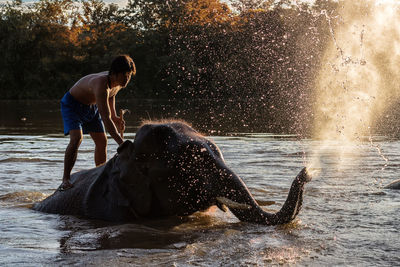 Man working in water