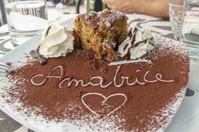 Close-up of cake on table