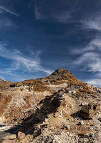 Himalayan breathtaking landscape with bright blue sky