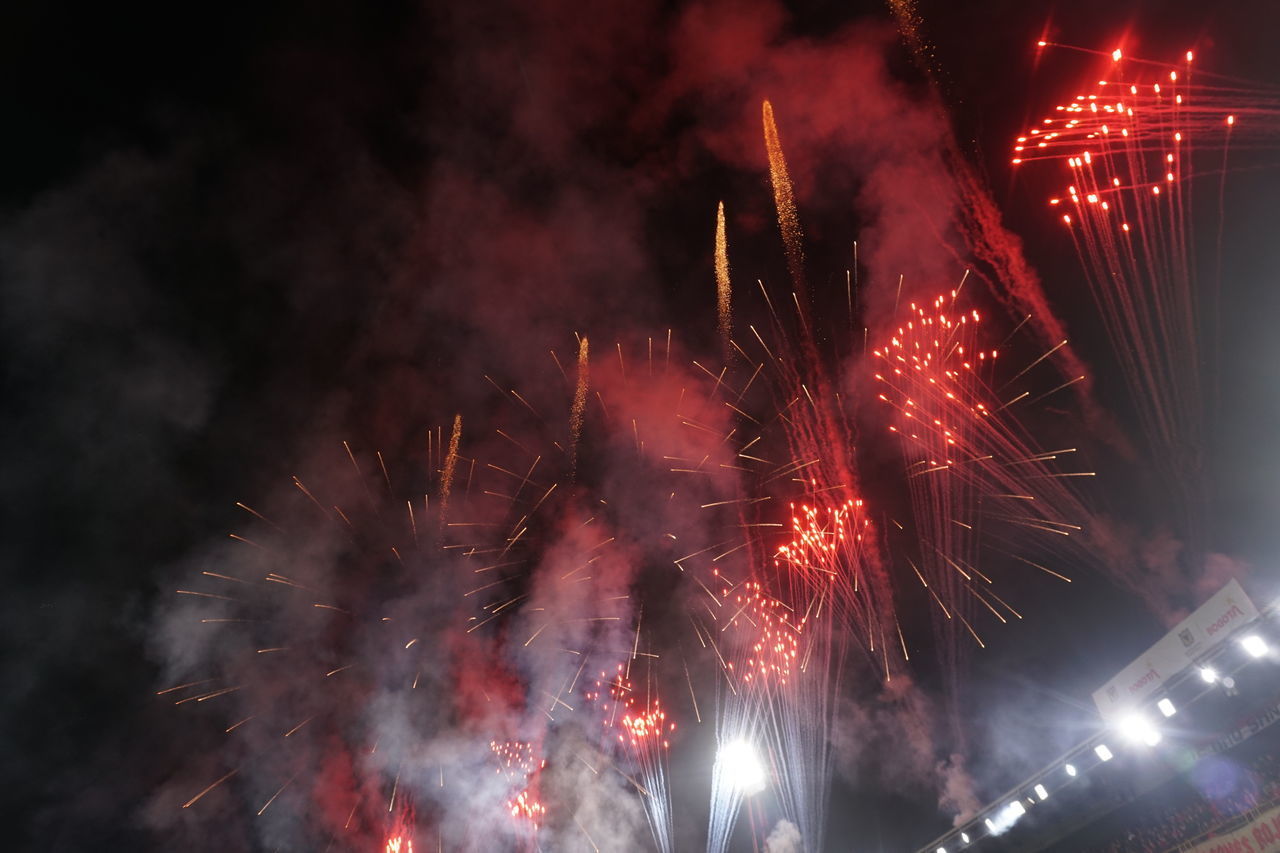 LOW ANGLE VIEW OF FIREWORK DISPLAY