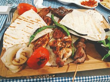 Close-up of food on table