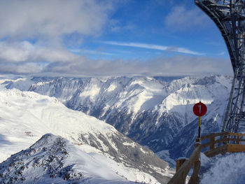 Snow covered mountains against sky