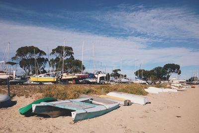 View of boat on beach