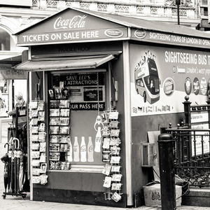 Information sign on store