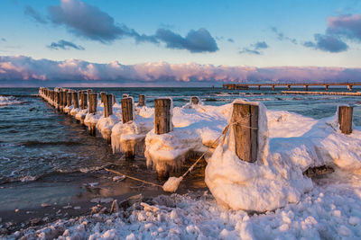 Panoramic view of sea against sky during sunset