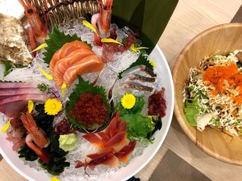 High angle view of sushi in plate