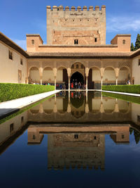 Reflection of building in water