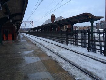 Railroad track against sky