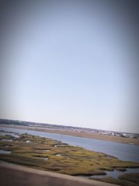 Scenic view of beach against clear sky