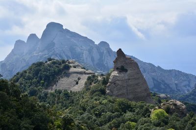 Scenic view of mountains against cloudy sky