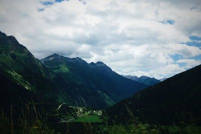 Scenic view of mountains against sky