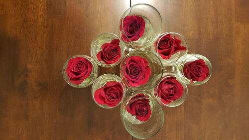 Close-up of red table