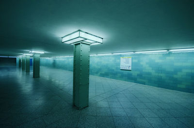 View of empty illuminated tunnel