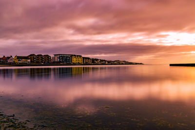 Scenic view of sea against sky during sunset