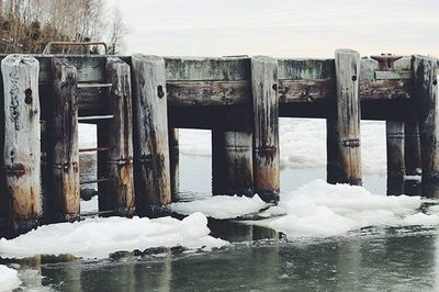 View of frozen lake