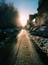 Road passing through city