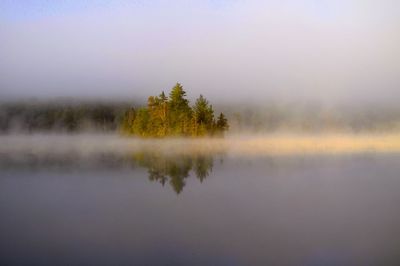 Scenic view of lake against clear sky