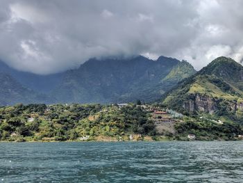 Scenic view of sea and mountains