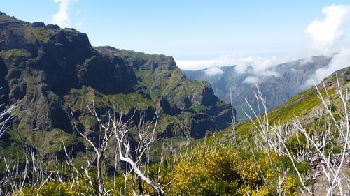 Scenic view of mountains against sky