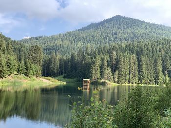 Scenic view of lake against sky