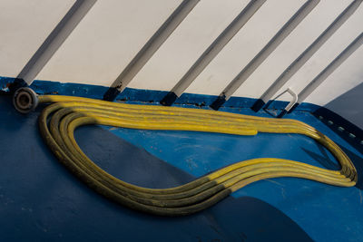 High angle view of yellow boat