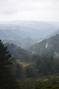Scenic view of mountains against cloudy sky