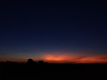 Scenic view of silhouette landscape against sky at sunset