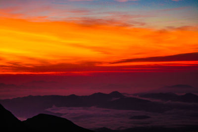 Scenic view of dramatic sky during sunset