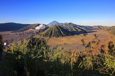 Scenic view of mountains against clear sky