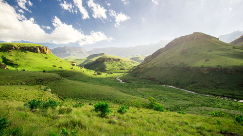 Scenic view of mountains against sky