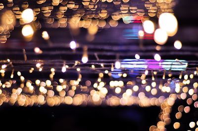 Defocused image of illuminated lights at night