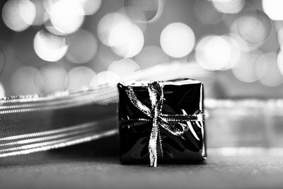 Close-up of christmas decoration on table