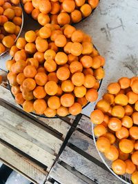 High angle view of fruits for sale at market stall