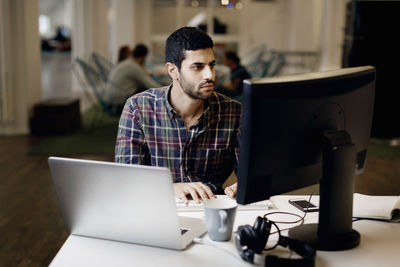 Man working on table