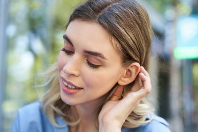 Close-up of young woman