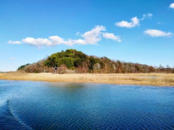 Scenic view of lake against sky