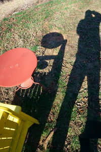 Shadow of person on grass