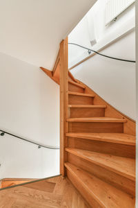 Low angle view of staircase in apartment