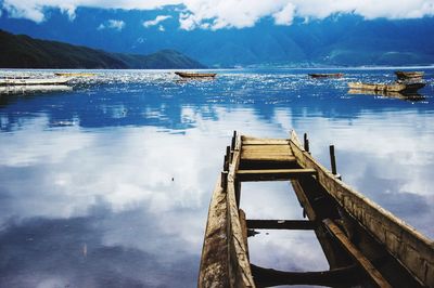 View of boats in lake