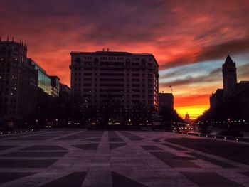 View of city at sunset