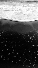 High angle view of wet sand on beach