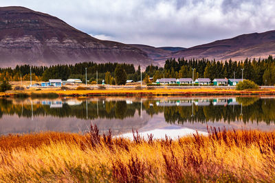 Scenic view of lake against sky